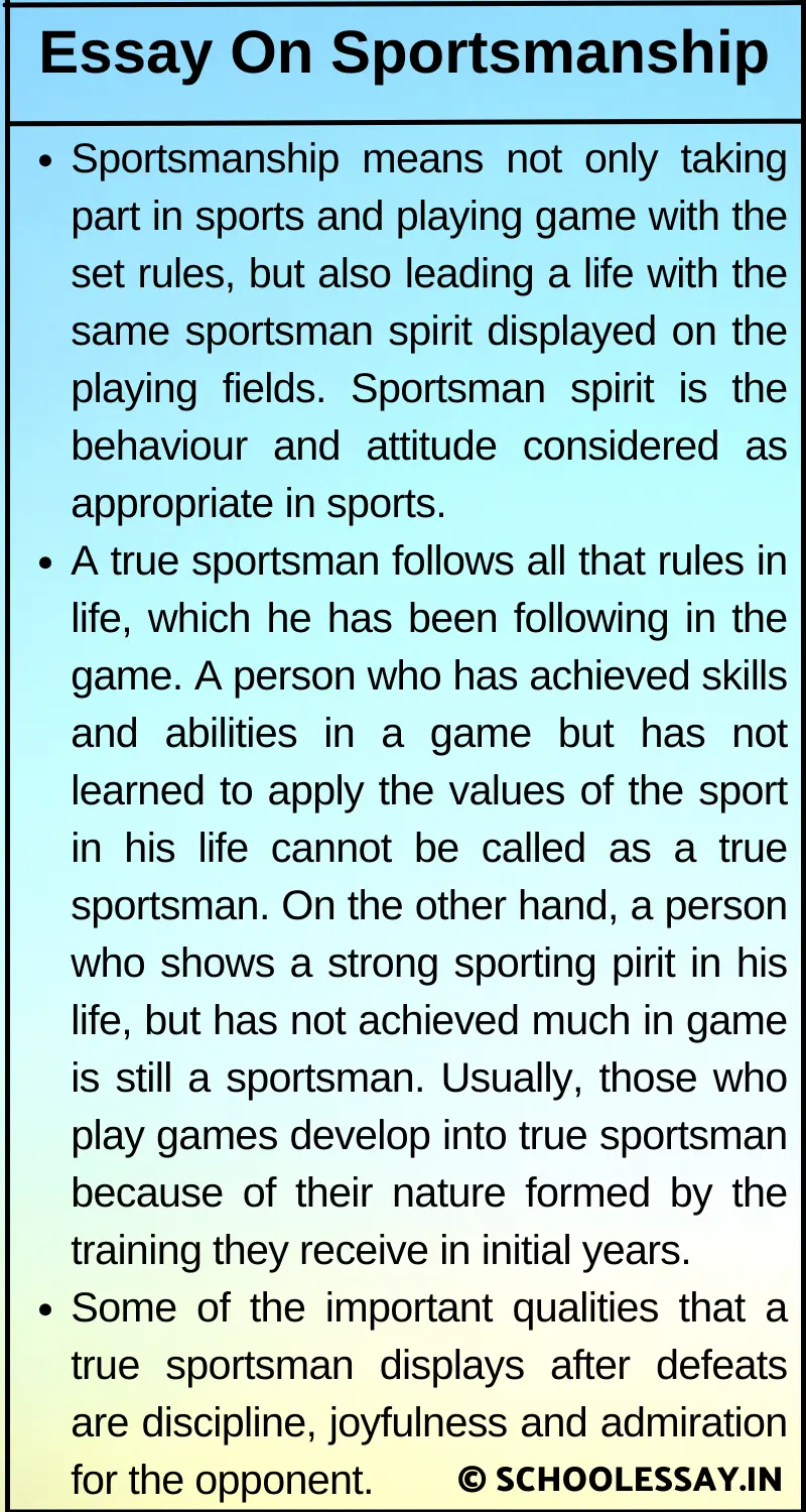 Essay On Sportsmanship