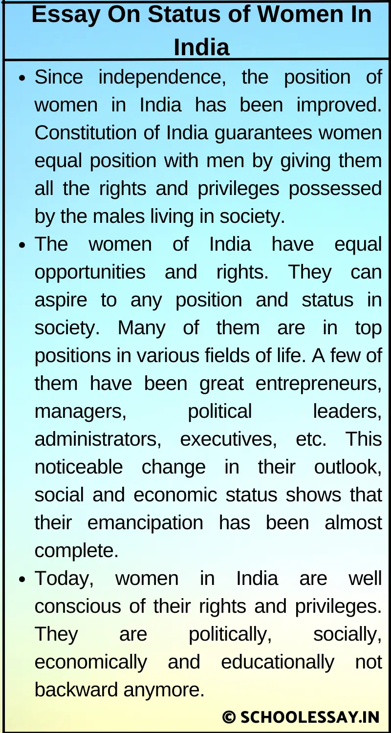 Essay On Status of Women In India