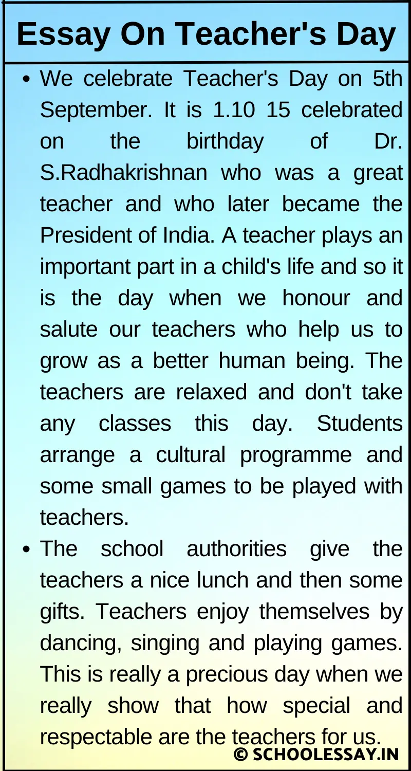 Essay On Teachers Day