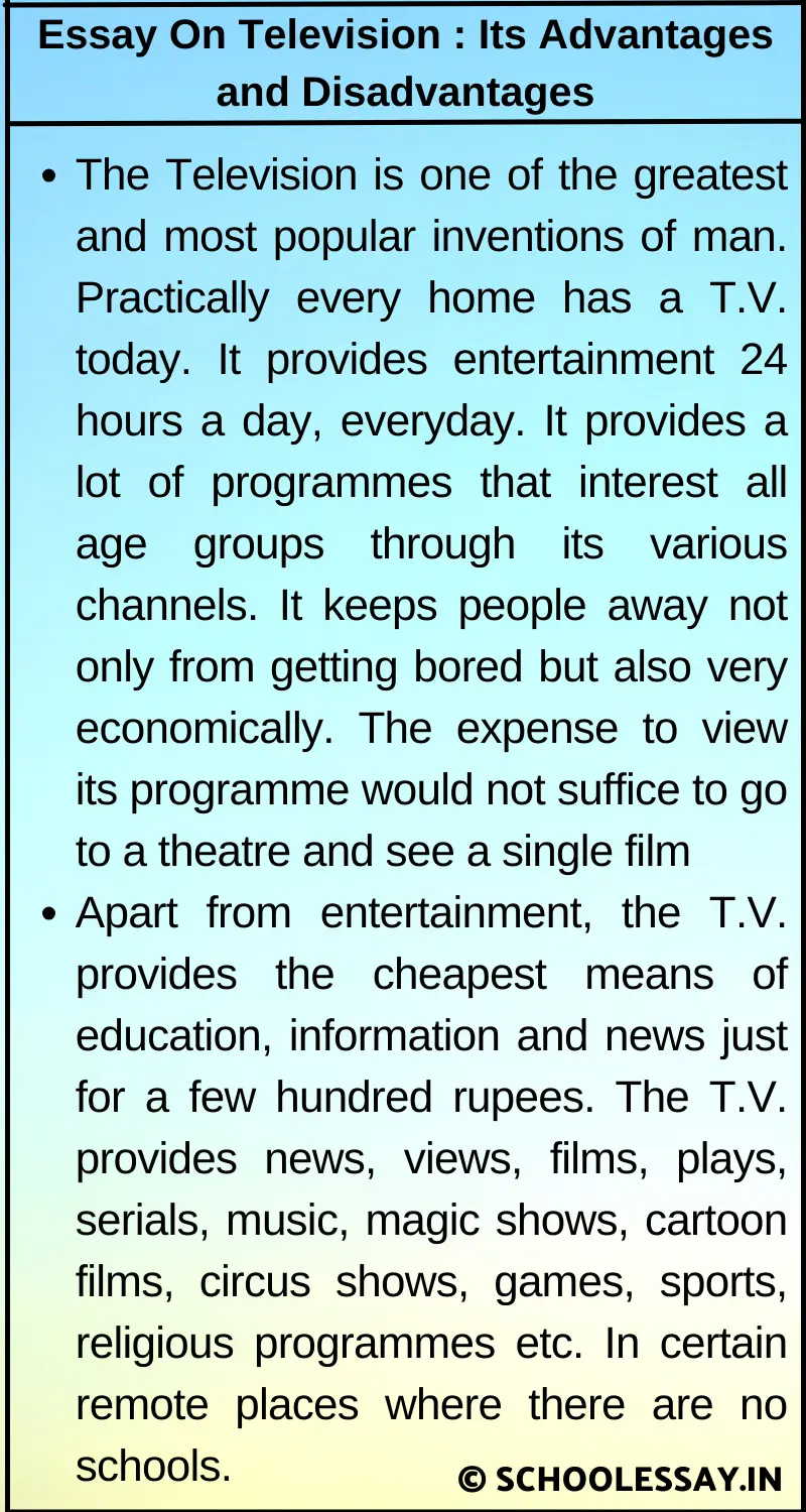 Essay On Television  Its Advantages and Disadvantages