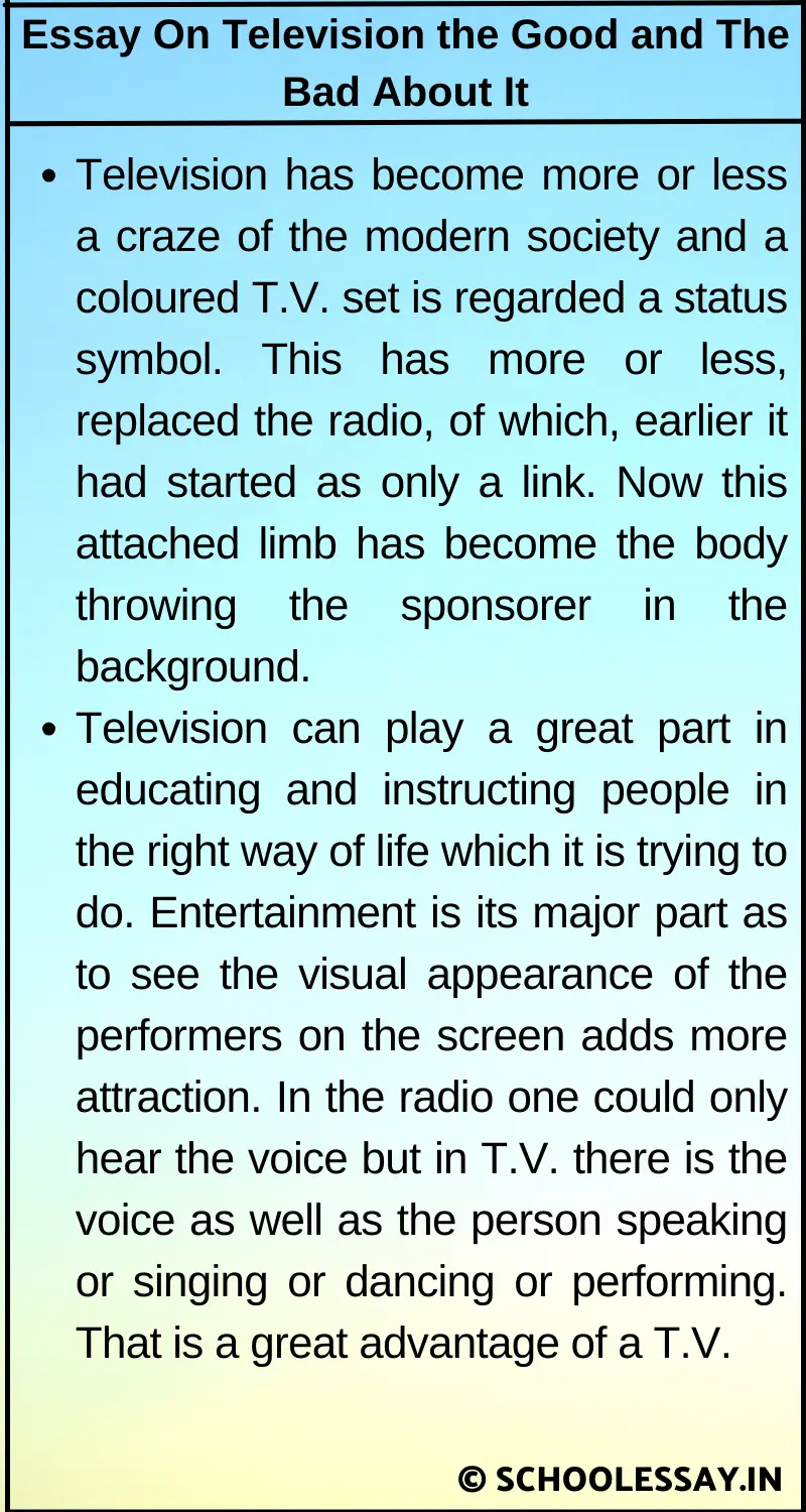 Essay On Television the Good and The Bad About It