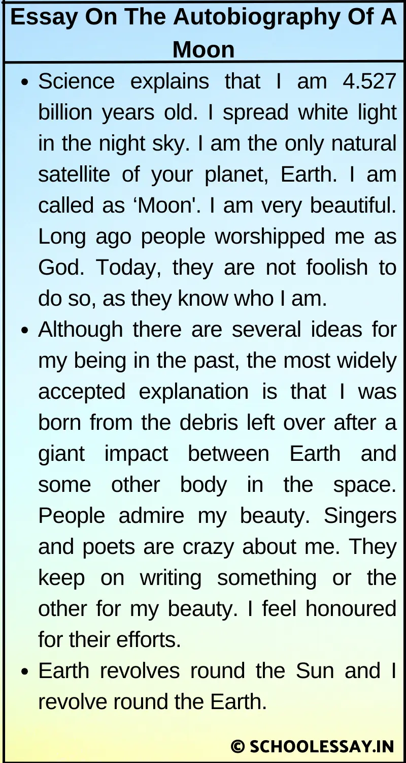 Essay On The Autobiography Of A Moon
