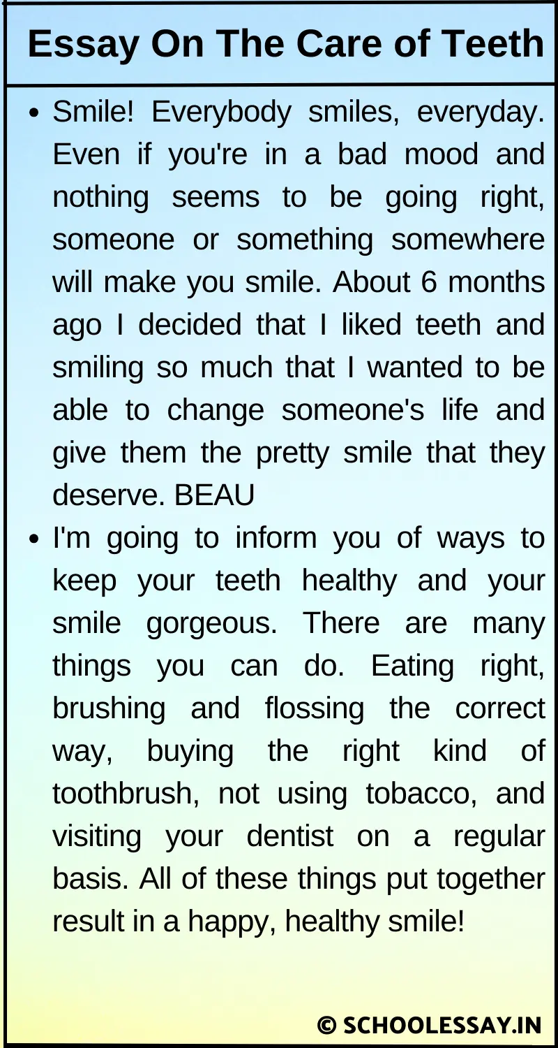 Essay On The Care of Teeth