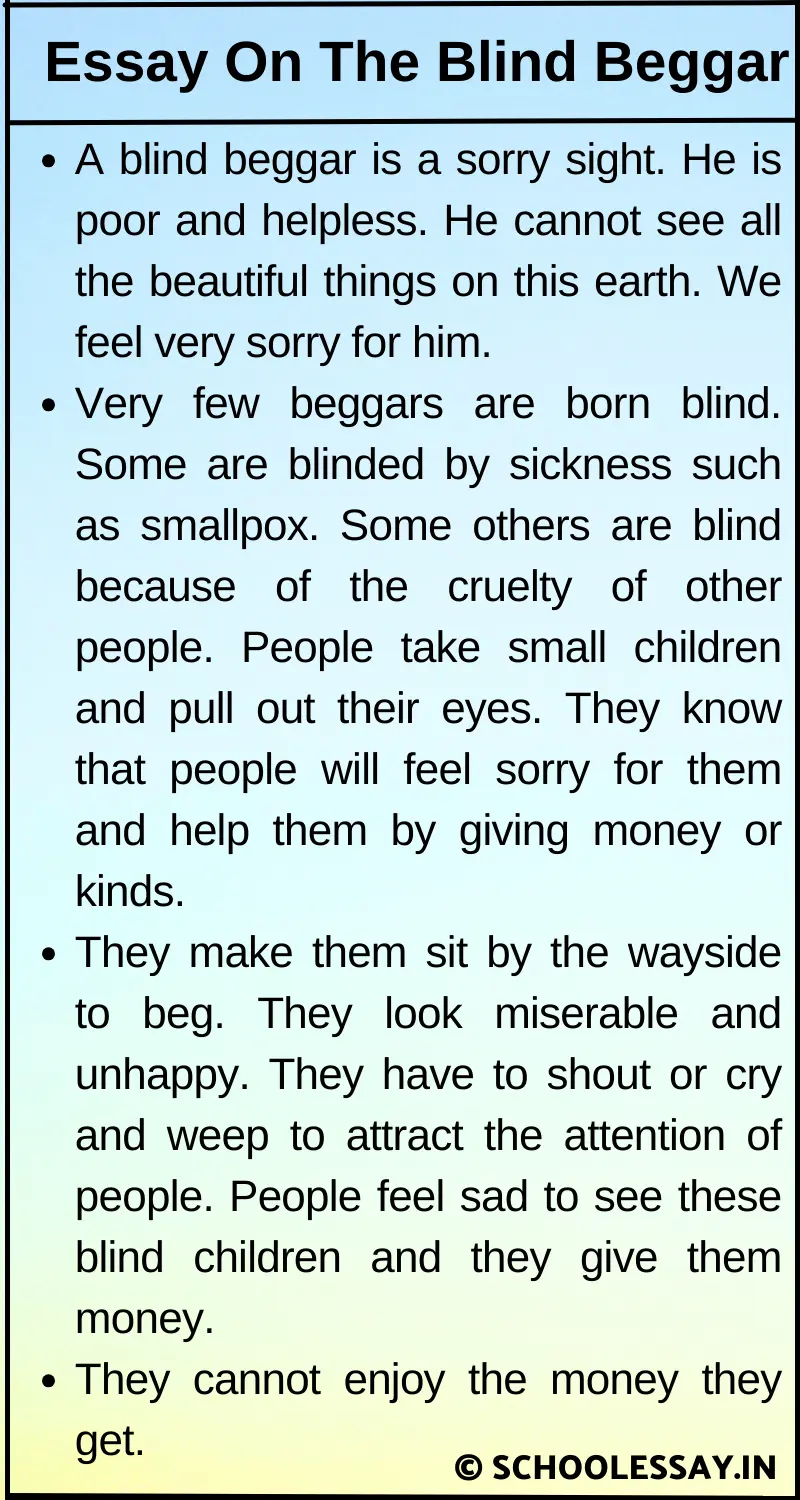 Essay On The Blind Beggar
