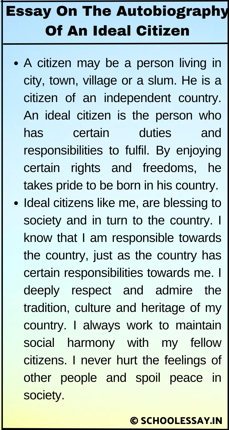 Essay On The Autobiography Of An Ideal Citizen